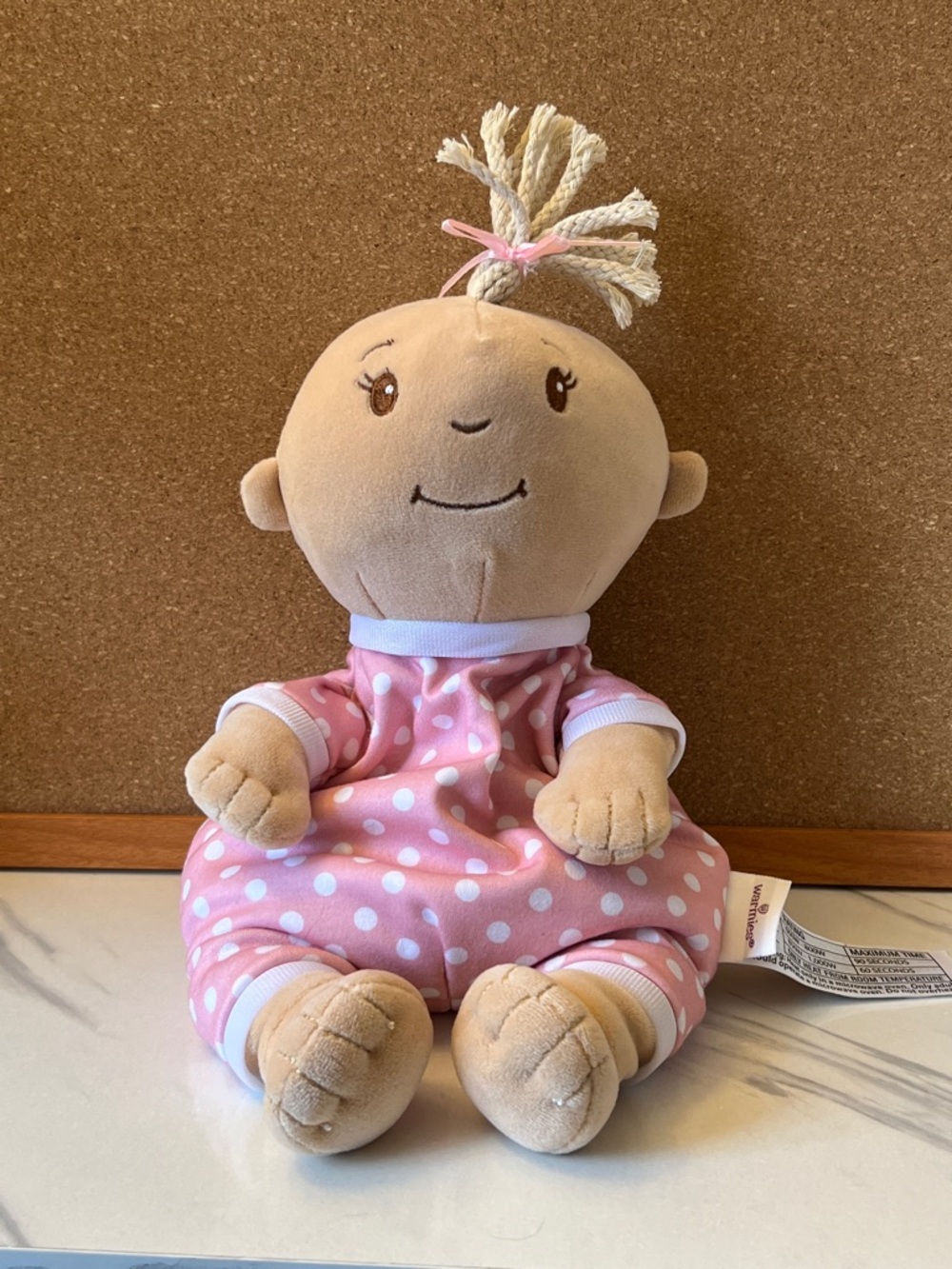 Warmies  Polka Dot Baby Doll - Pink Soft Cotton Stuffed Toy